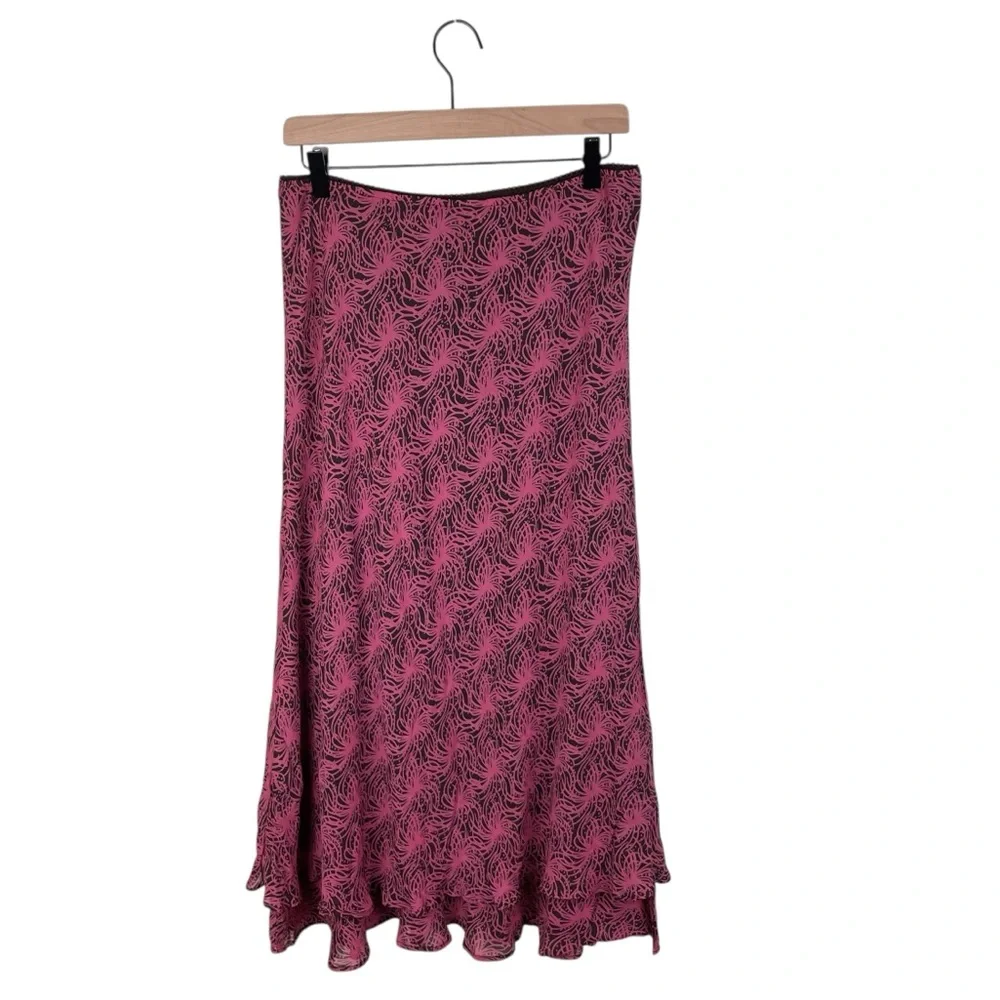 Vintage 90s Y2K Style and Co Ruffle Midi Maxi Slip Skirt Size 12 Fairycore Pink